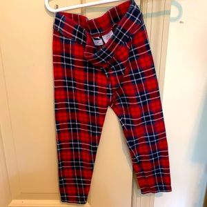 Janie and Jack plaid red and green pants winter/Xmas knit